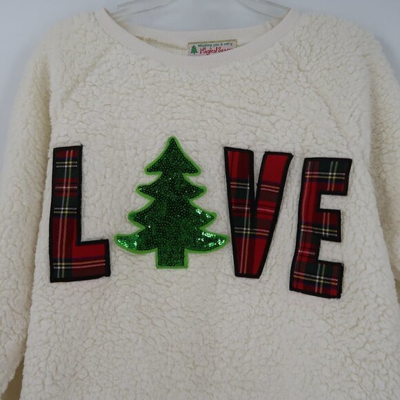 Magical Season Love Sequin Christmas Tree Sweater Medium - Picture 1 of 6